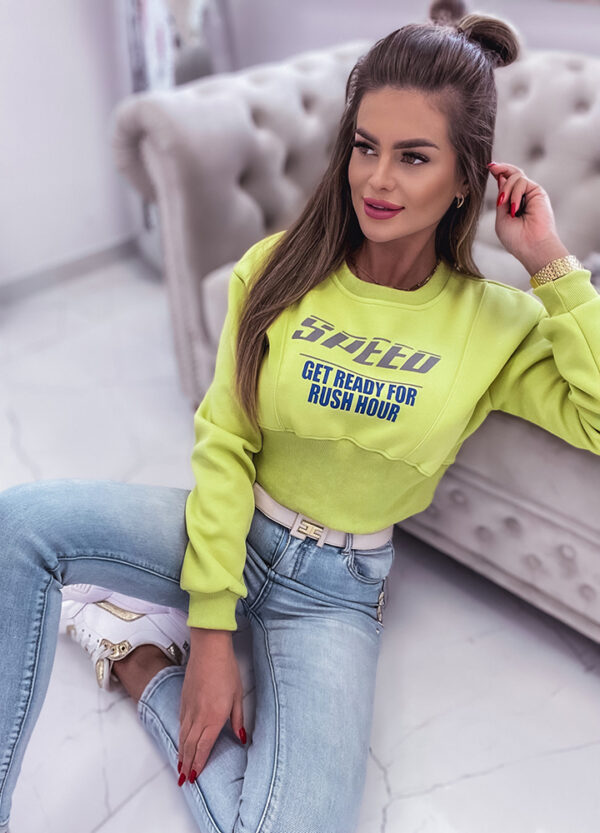 BLUZA ZE ŚCIĄGACZEM W PASIE LIMONKA-660210