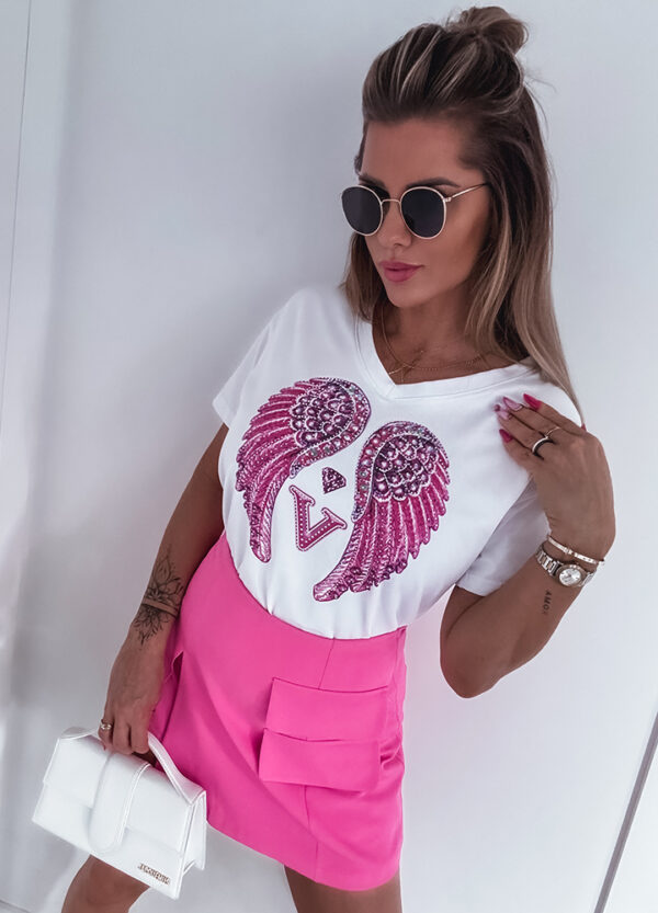 MY LUXE / KOSZULKA Z APLIKACJĄ PINK WINGS-677764