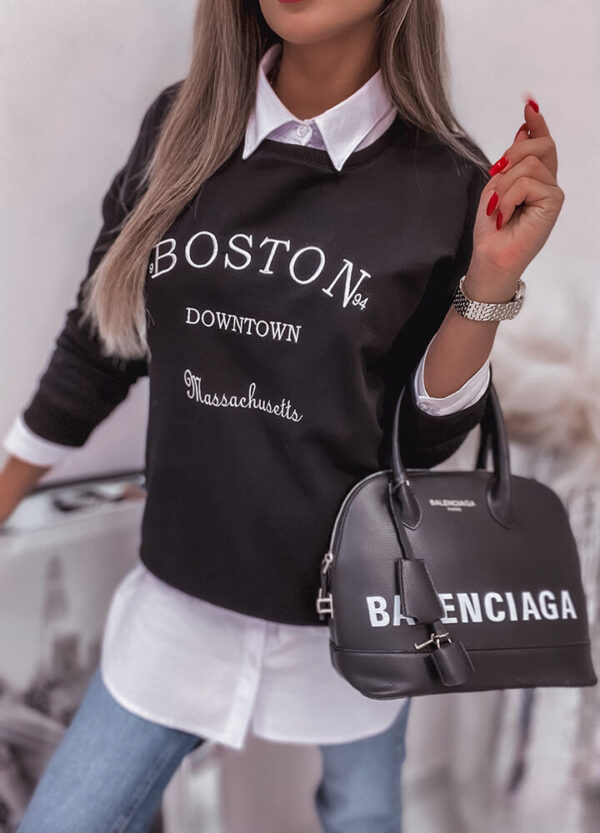 BAWEŁNIANA BLUZA BOSTON BLACK-666081