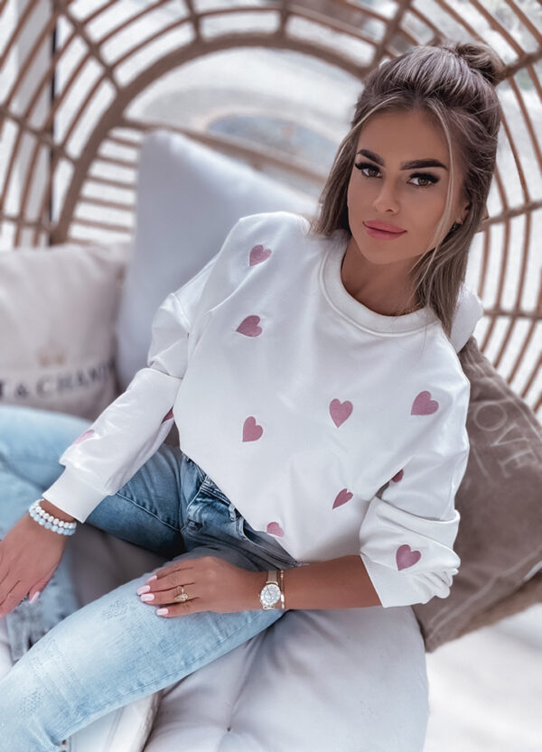 BLUZA Z NADRUKIEM HEART CREAME-669109