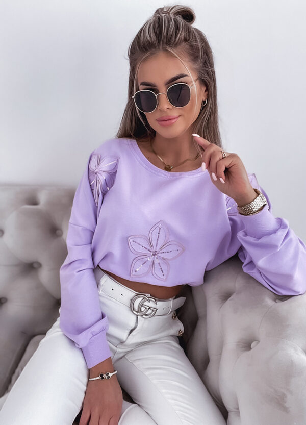 BLUZA W KWIATY LILA-670211