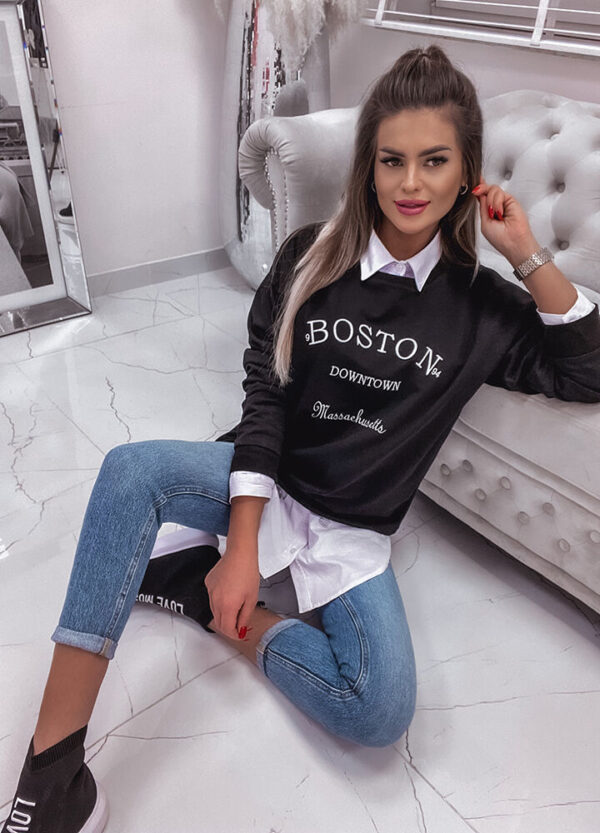 BAWEŁNIANA BLUZA BOSTON BLACK-666077