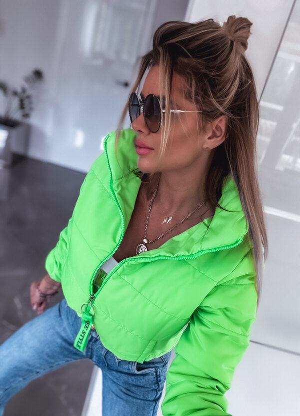 PIKOWANA KURTKA BOMBER NEON LIMONKA-666359