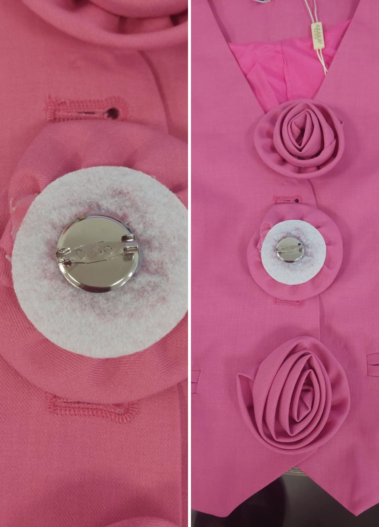 OUTLET/ELEGANCKI KOMPLET KAMIZELKA + SZEROKIE SPODNIE FUKSJA