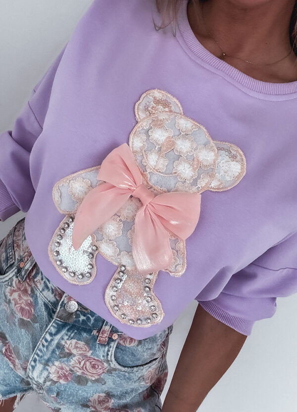 BAWEŁNIANA BLUZA SWEET BEAR VIOLET-672998