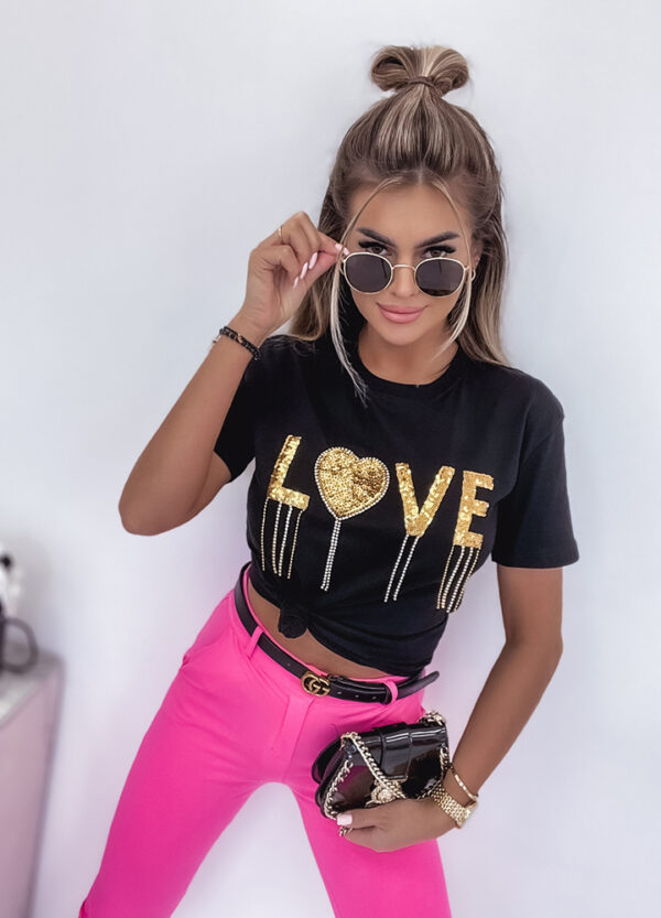 T-SHIRT Z CEKINAMI LOVE BLACK-671539