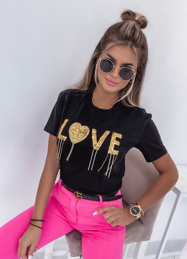 T-SHIRT Z CEKINAMI LOVE BLACK-671541