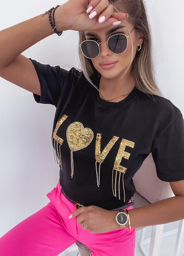 T-SHIRT Z CEKINAMI LOVE BLACK-671537