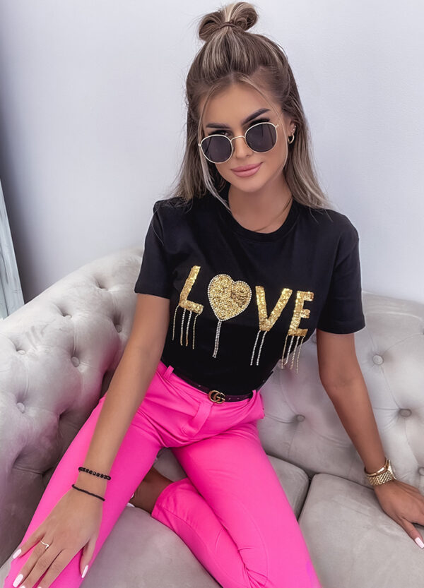 T-SHIRT Z CEKINAMI LOVE BLACK-671542