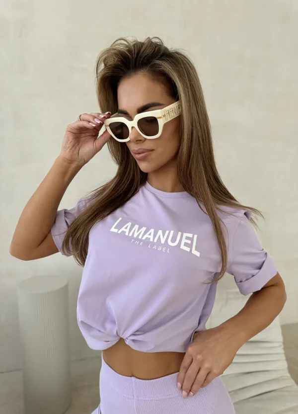 LA MANUEL / T-SHIRT Z NADRUKIEM VIOLET-0