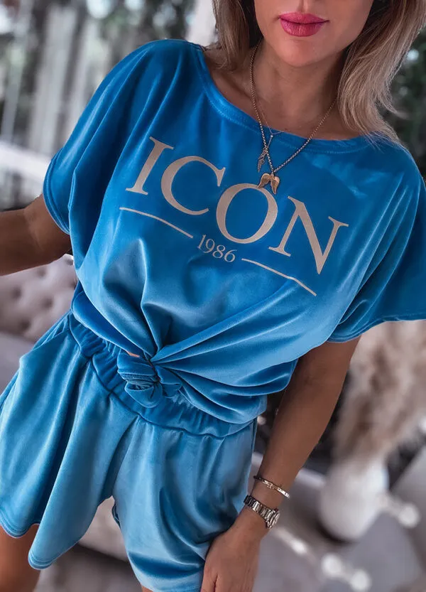 WELUROWY KOMPLET LETNI ICON BLUE-675201