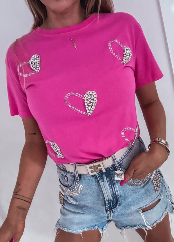 T-SHIRT Z CEKINAMI HEART PINK-678686