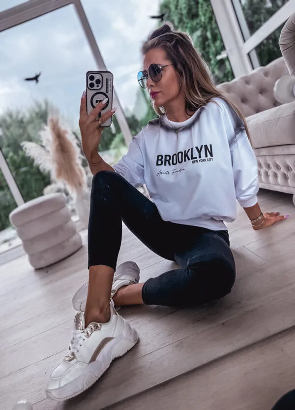 BAWEŁNIANY KOMPLET DRESOWY BROOKLYN / BLUZA + LEGGINSY BLACK & WHITE