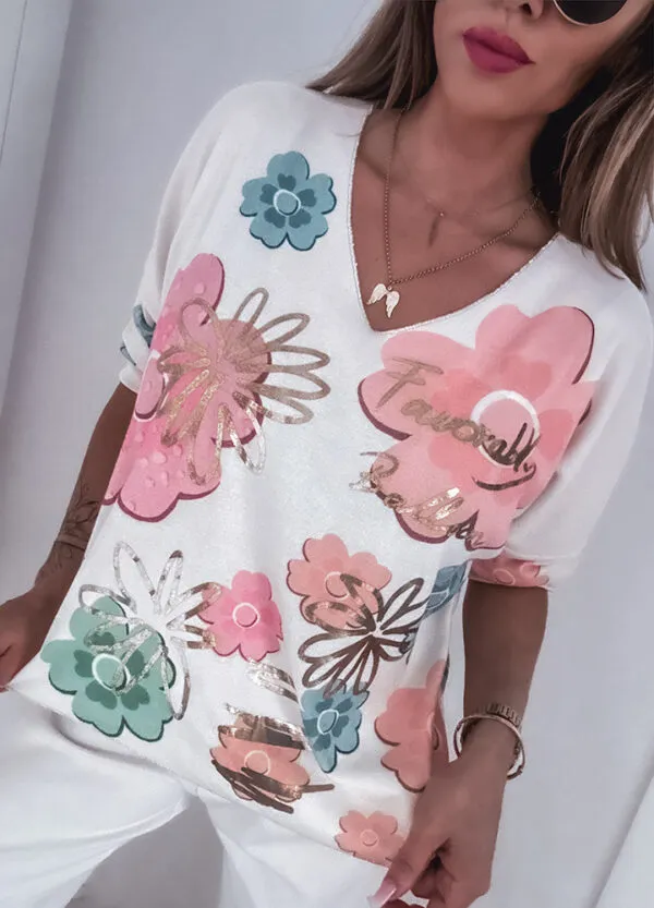 SWETEREK Z NADRUKIEM FLOWERS PASTEL - Зображення 3