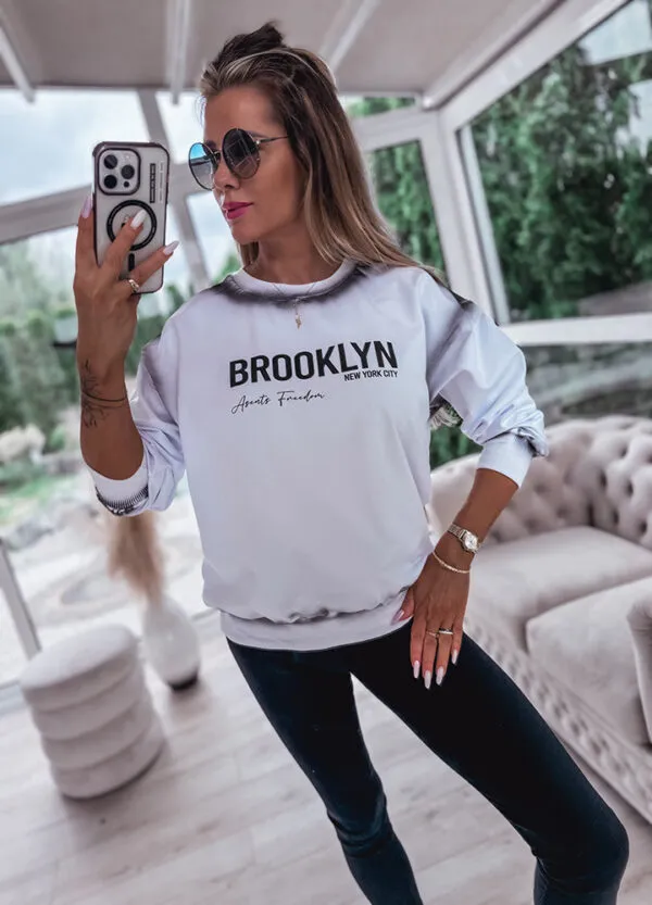 BAWEŁNIANY KOMPLET DRESOWY BROOKLYN / BLUZA + LEGGINSY BLACK & WHITE - Зображення 4