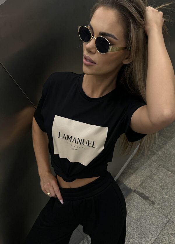 LA MANUEL / T-SHIRT Z NADRUKIEM BLACK