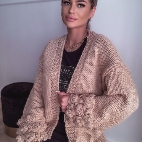 PLECIONY SWETER / KARDIGAN KARMEL