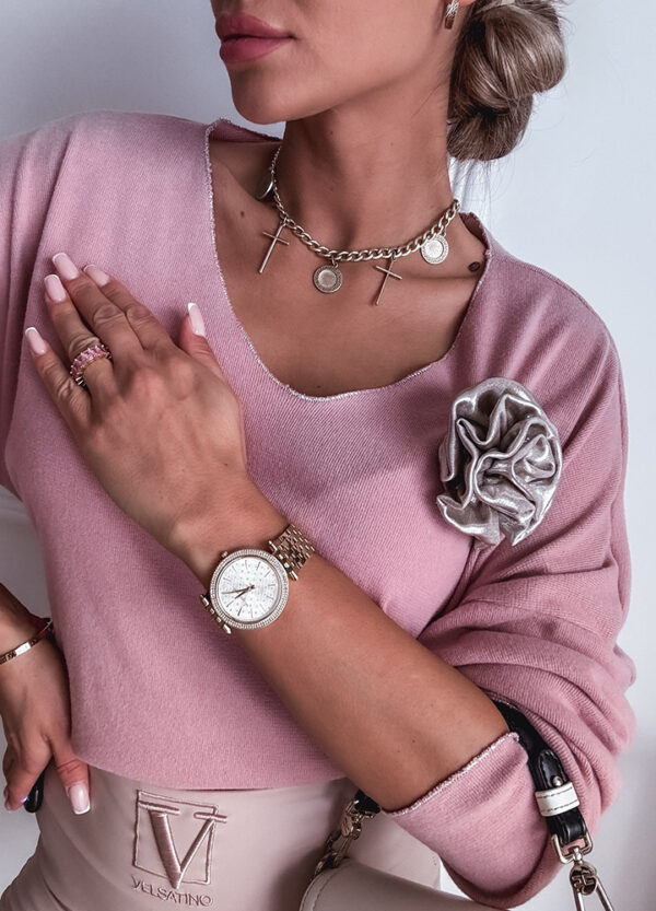 SWETER Z APLIKACJĄ ROSE SILVER