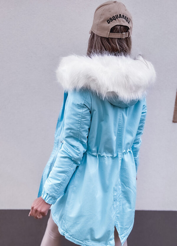 KURTKA PARKA OCIEPLANA FUTERKIEM LIGHT BLUE