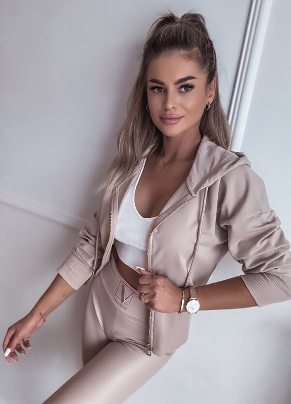 BAWEŁNIANA BLUZA ZE ŚCIĄGACZEM BEIGE