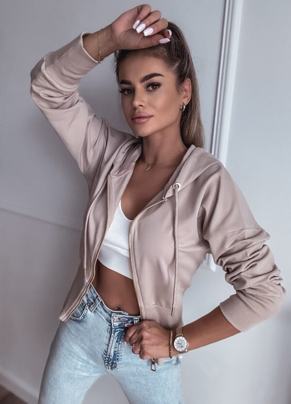 BAWEŁNIANA BLUZA ZE ŚCIĄGACZEM BEIGE