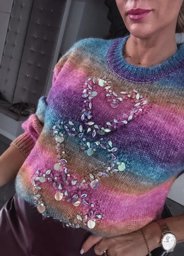 SWETER OMBRE Z CYRKONIAMI