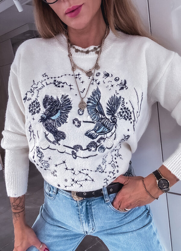 SWETER Z WYSZYWANĄ APLIKACJĄ BIRD