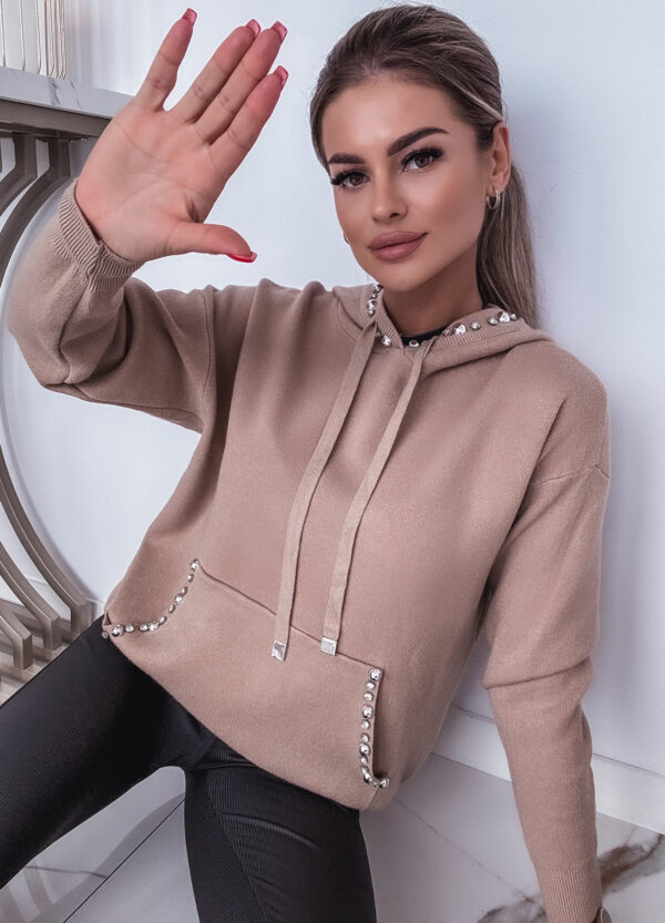 SWETER Z KAPTUREM CAMEL