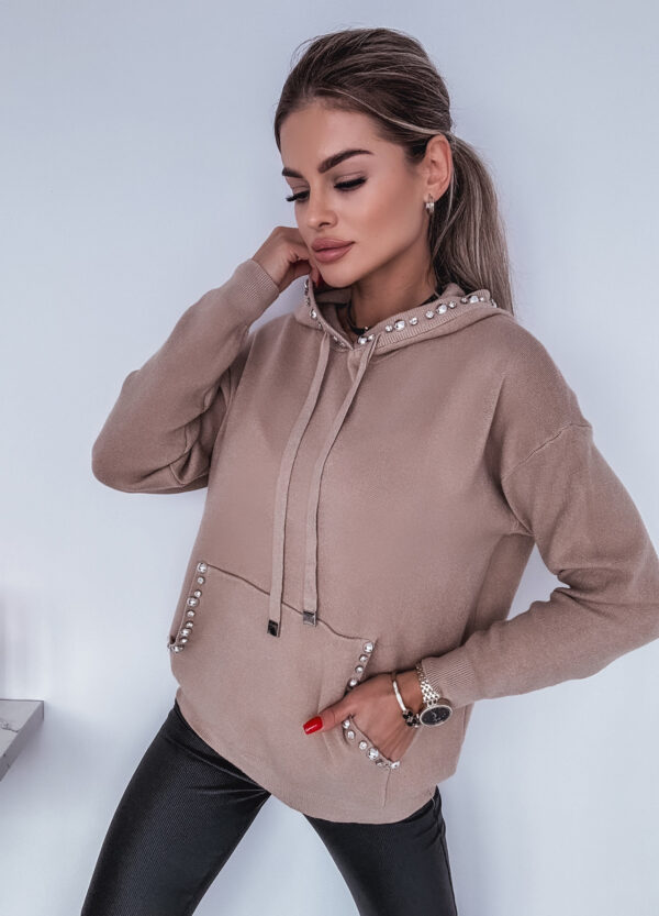 SWETER Z KAPTUREM CAMEL