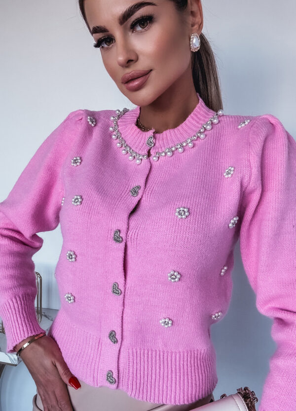 SWETER / KARDIGAN Z APLIKACJĄ ROSE