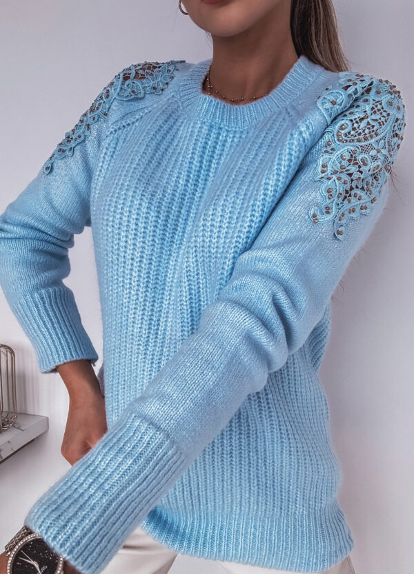 SWETER Z KORONKĄ BLUE