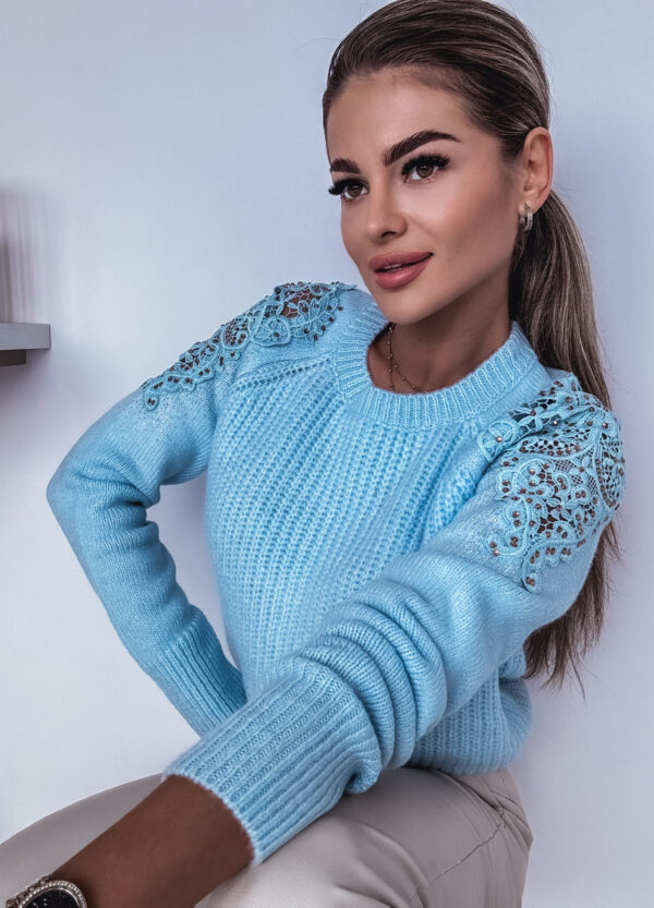 SWETER Z KORONKĄ BLUE