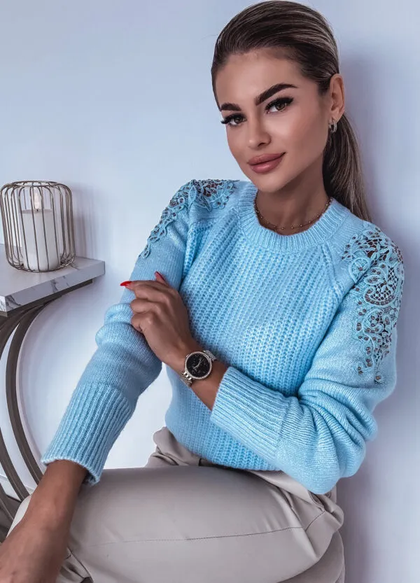 SWETER Z KORONKĄ BLUE