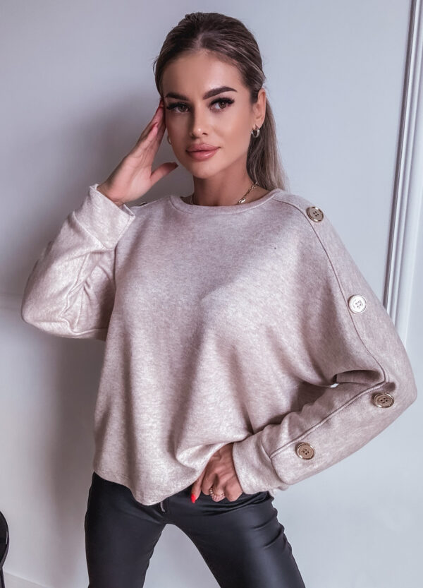 SWETER ZE ZŁOTYMI GUZIKAMI BEIGE