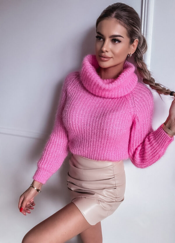 SWETER Z GOLFEM PINK