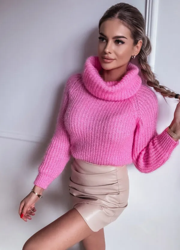 SWETER Z GOLFEM PINK