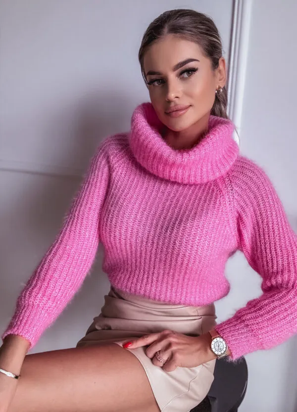 SWETER Z GOLFEM PINK