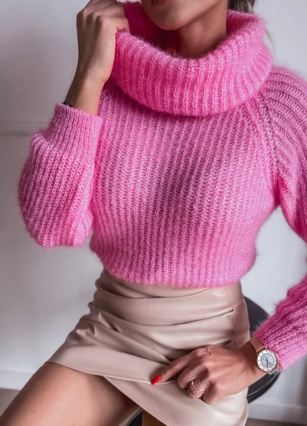 SWETER Z GOLFEM PINK