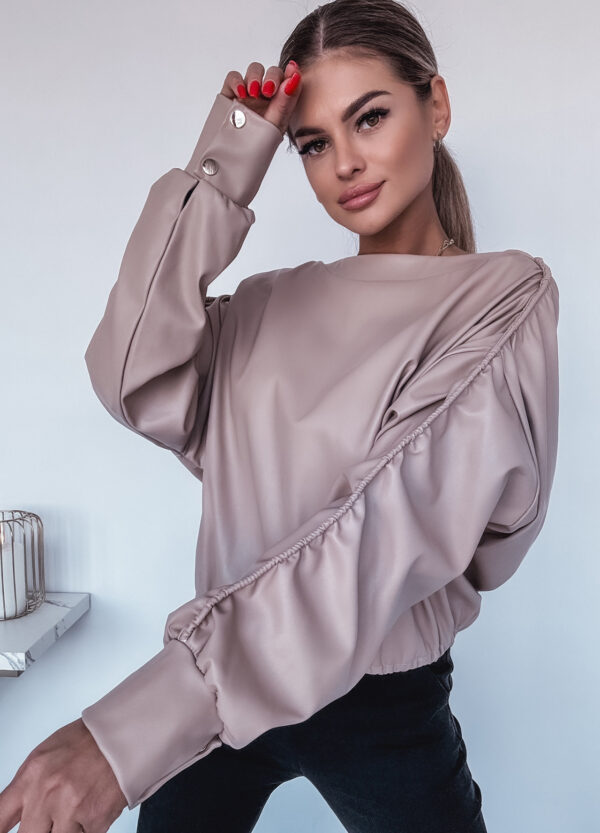 LA BLANCHE / BLUZA Z EKOSKÓRY BEIGE