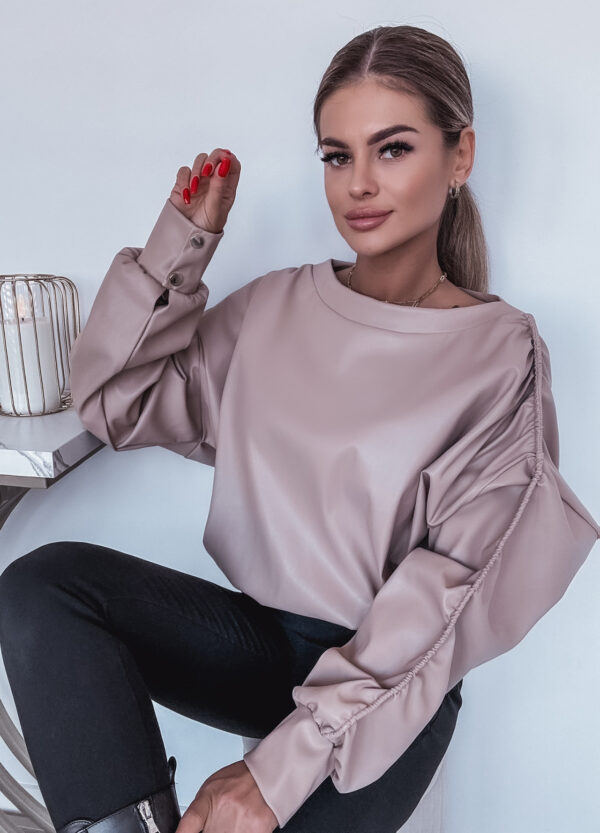 LA BLANCHE / BLUZA Z EKOSKÓRY BEIGE