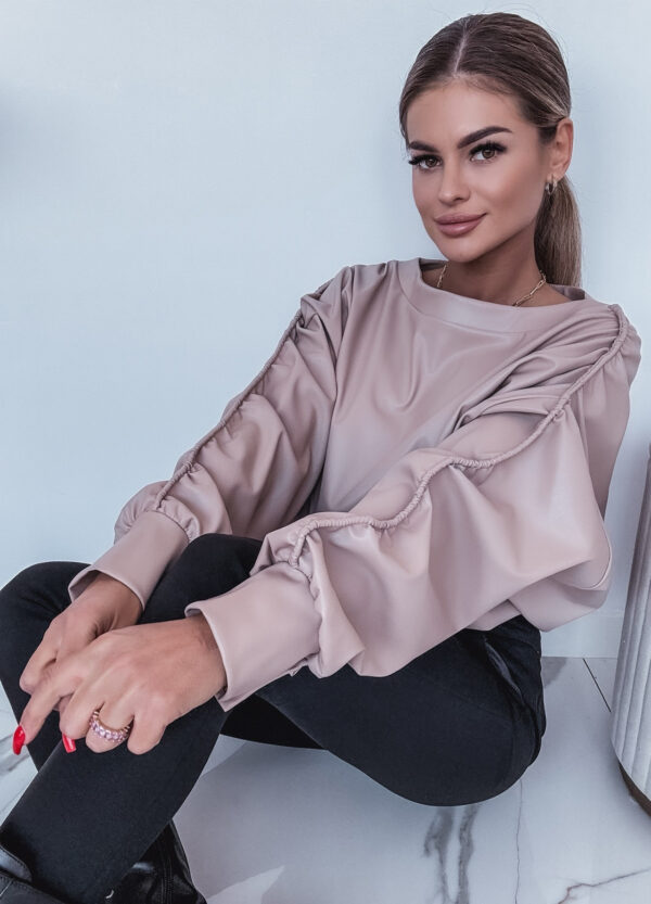 LA BLANCHE / BLUZA Z EKOSKÓRY BEIGE