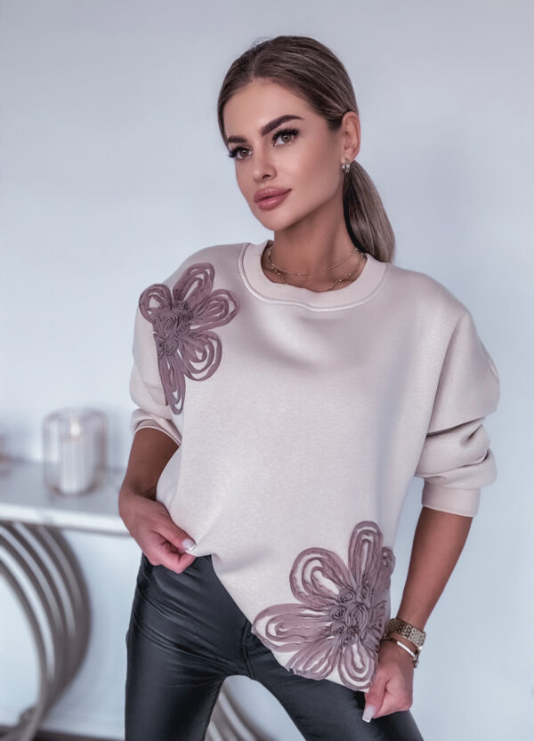 BAWEŁNIANA BLUZA OCIEPLANA BEIGE