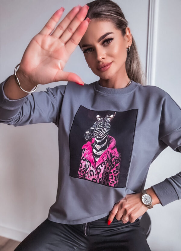 BAWEŁNIANA BLUZA Z NADRUKIEM ZEBRA