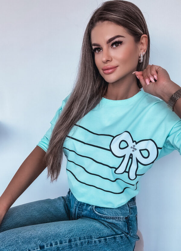 BAWEŁNIANA BLUZA W PASKI MINT