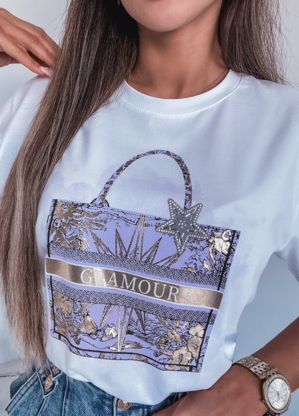 T-SHIRT Z NADRUKIEM GLAMOUR