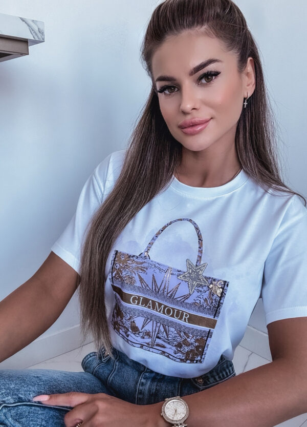 T-SHIRT Z NADRUKIEM GLAMOUR