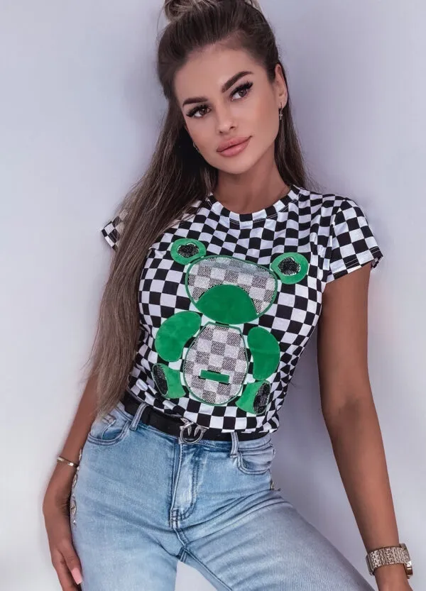 T-SHIRT Z NADRUKIEM W KRATĘ