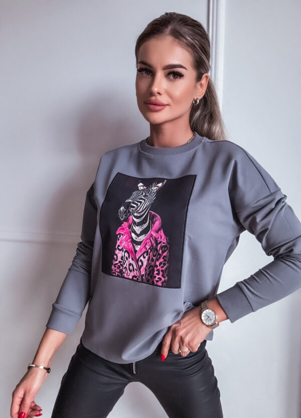 BAWEŁNIANA BLUZA Z NADRUKIEM ZEBRA