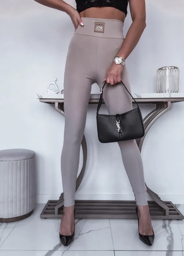 BAWEŁNIANE LEGGINSY SLIM BEIGE