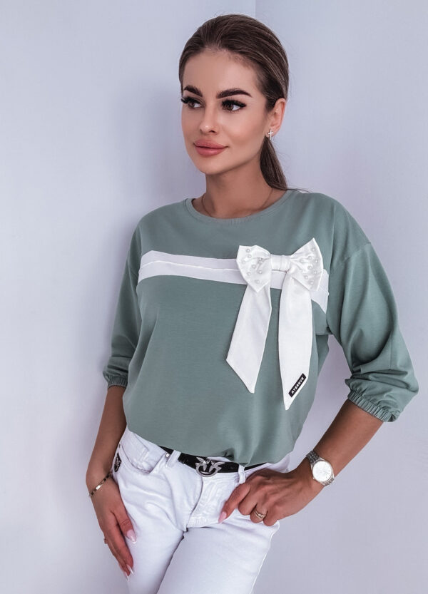 BAWEŁNIANA BLUZA Z KOKARDĄ OLIVE